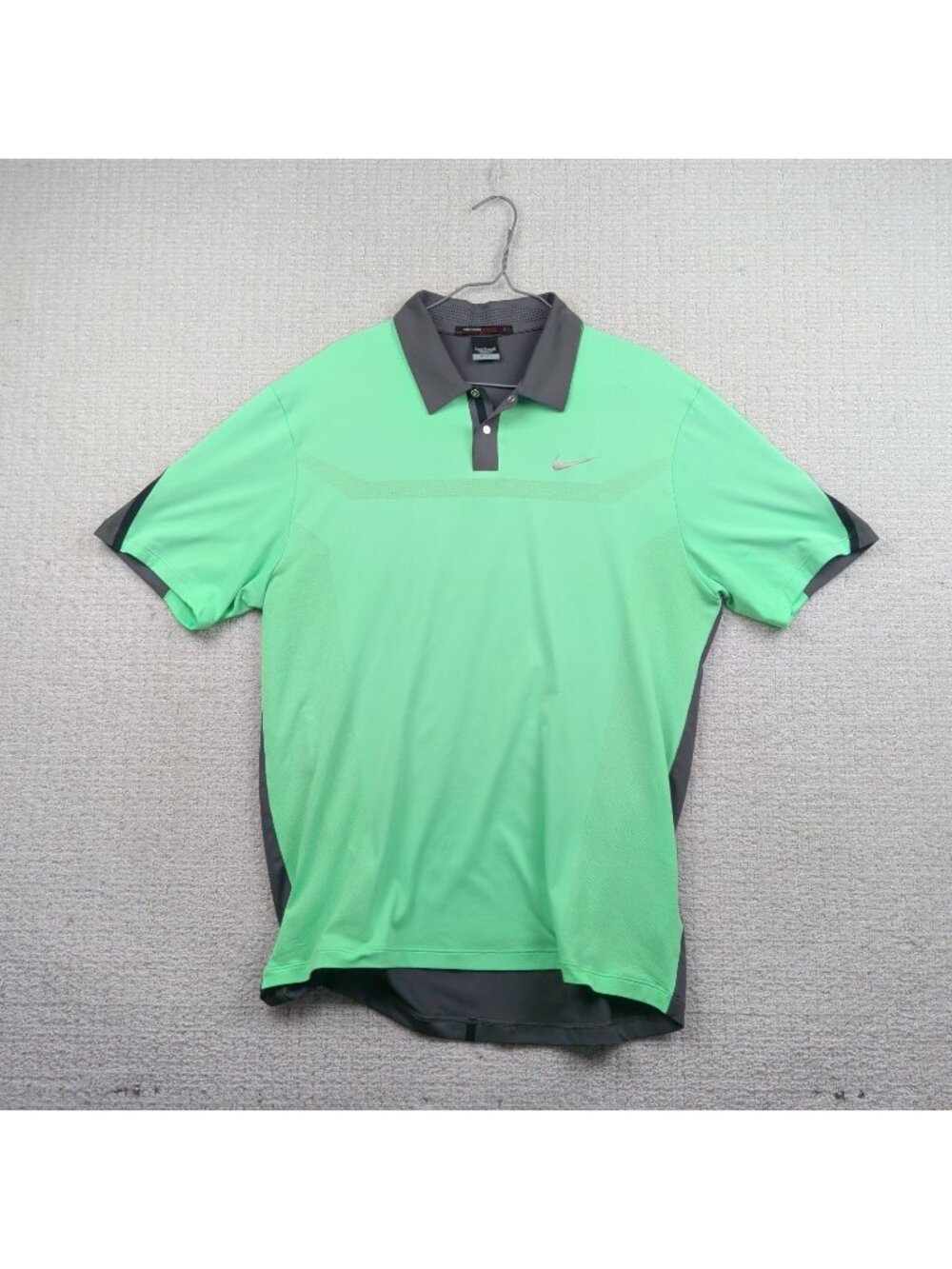 Nike x Tiger Woods Polo Shirt Mens L Green Snap TW Collection Golf Performance